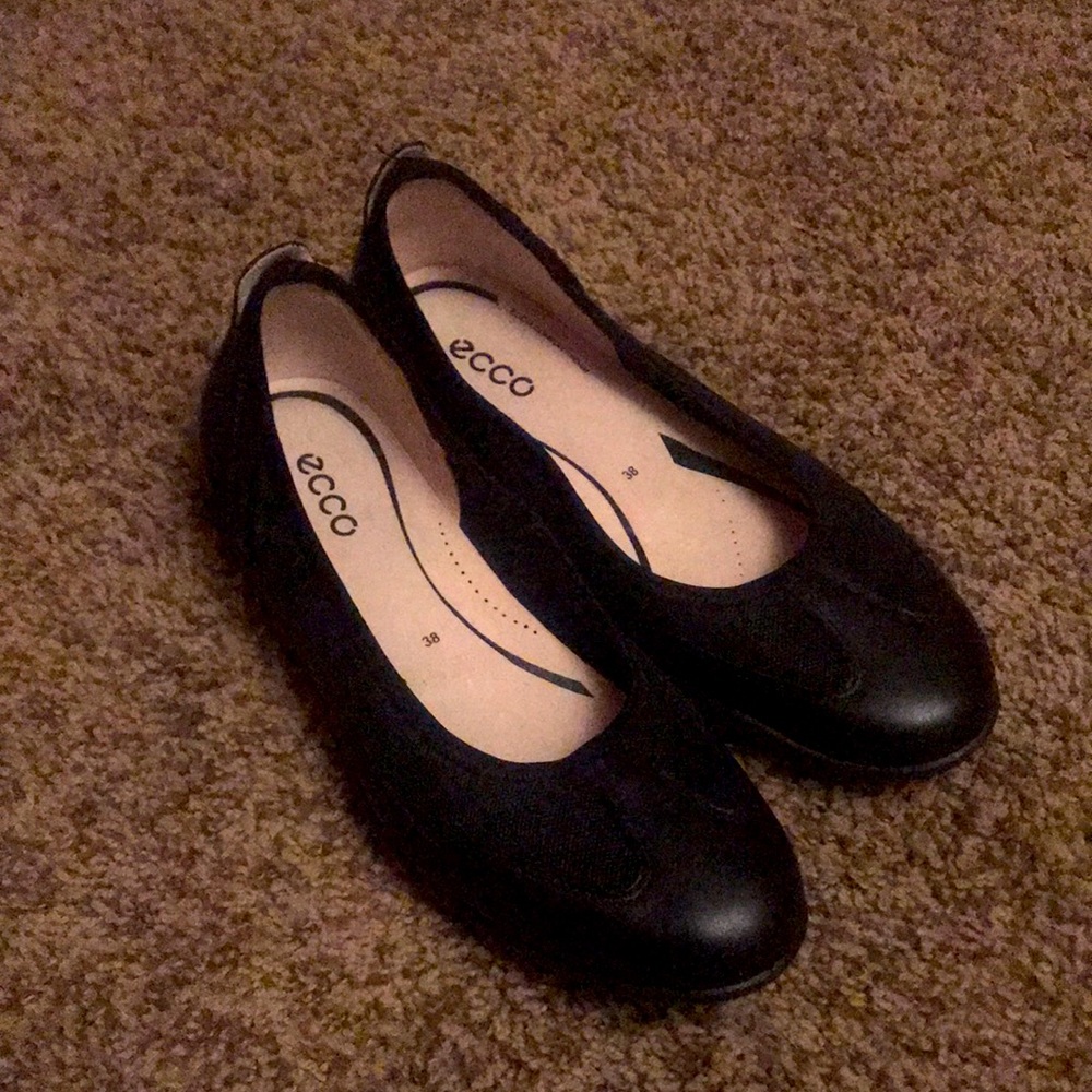 Ecco Casual Slip On Comfort Foam Ballet Flat Black Size EU 37/ US 7/7.5